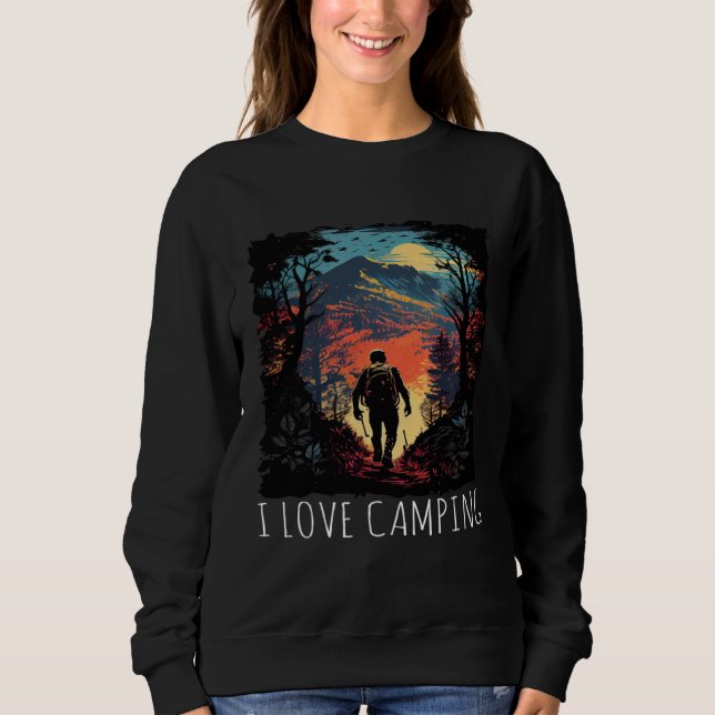 Sudadera I Love Camping hiking camping retro (Anverso)