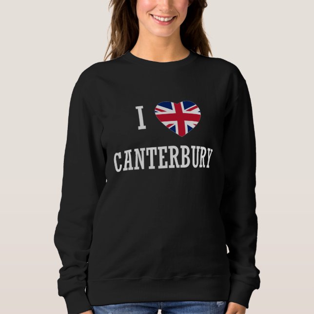 Sudadera I Love Canterbury England Union Jack Flag Heart En (Anverso)
