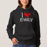 Sudadera I Love Emily Name Personalized Girl Woman BFF<br><div class="desc">I Love Emily Name Personalized Girl Woman BFF Friend Heart Gift. Perfect gift for your dad,  mom,  papa,  men,  women,  friend and family members on Thanksgiving Day,  Christmas Day,  Mothers Day,  Fathers Day,  4th of July,  1776 Independent day,  Veterans Day,  Halloween Day,  Patrick's Day</div>
