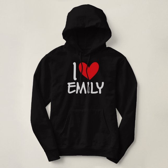 Sudadera I Love Emily Name Personalized Girl Woman BFF (Diseño del anverso)