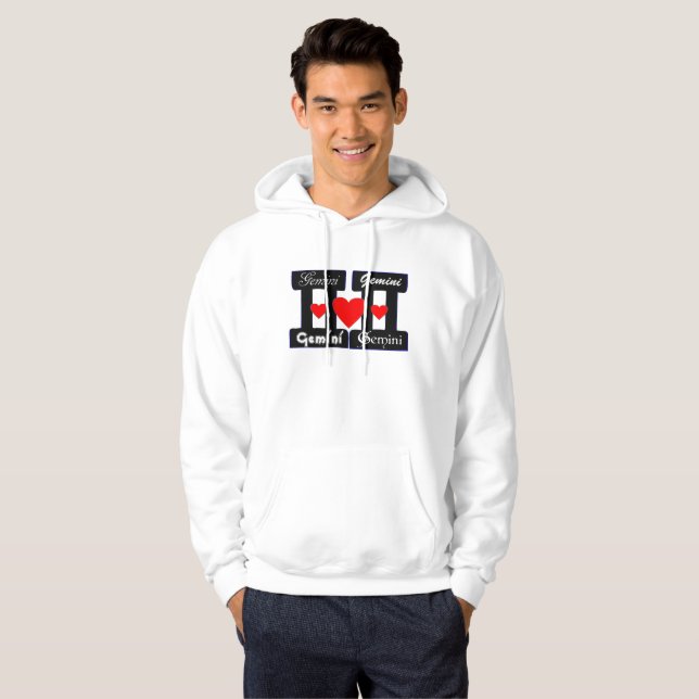 Sudadera ♊ 😍 I Love Gemini-Best Zodiac Rótulo Pullover Hoo (Anverso completo)