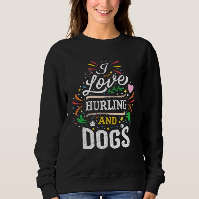 Sudadera I Love Hurling And Dogs Christmas (Anverso)