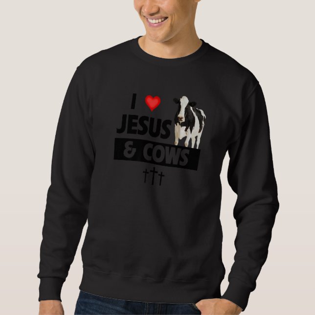 Sudadera I Love Jesus and Cows Funny Farming Christian Farm (Anverso)
