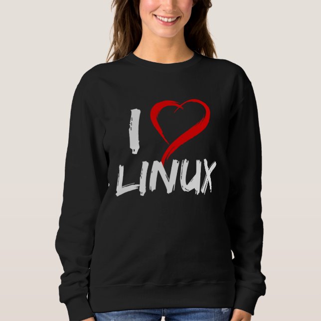 Sudadera I Love Linux with Heart Penguin Tux Open Source Os (Anverso)