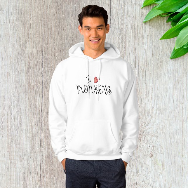 Sudadera I Love Monkeys Cute Handwritten Typography (Subido por el creador)