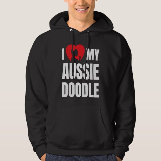 Sudadera I Love My Aussiedoodle Dog Silhouette in Heart (Anverso)
