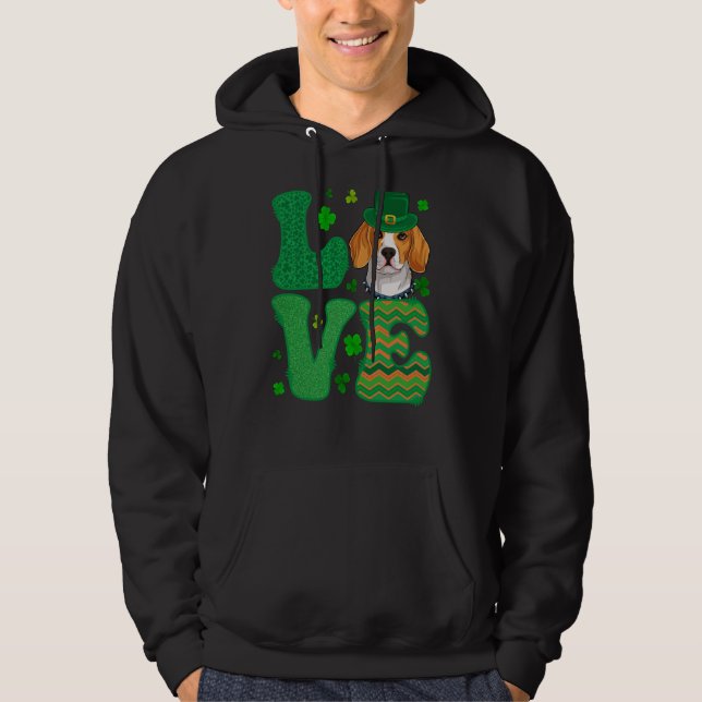 Sudadera I Love My Beagle Dog Leprechaun Shamrocks Saint Pa (Anverso)