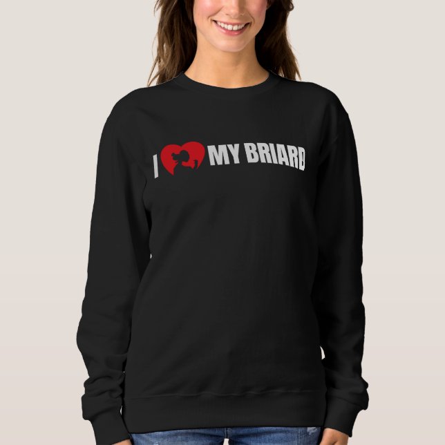 Sudadera I Love My Briard with Dog Silhouette in Heart (Anverso)