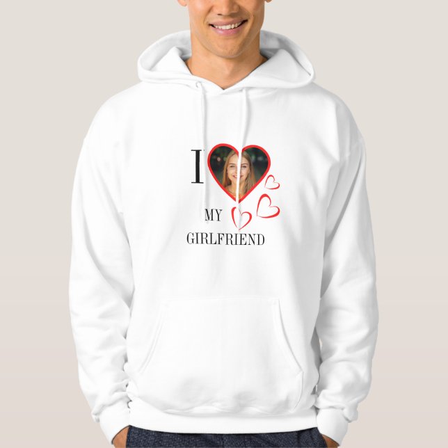 Sudadera  I Love My Girlfriend Custom Heart Your Photo  (Anverso)
