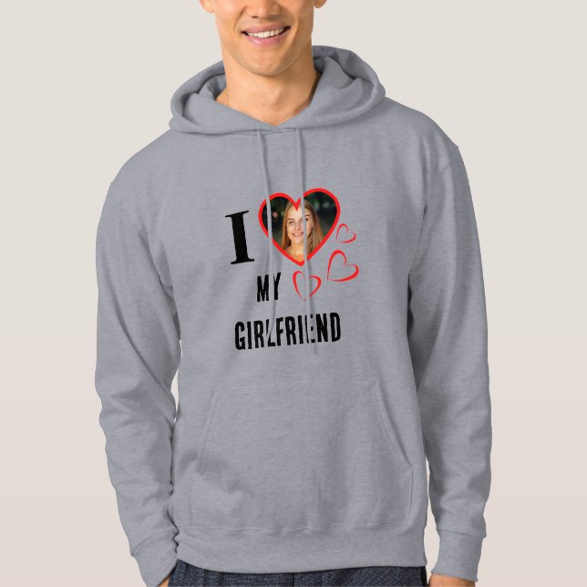 Sudadera  I Love My Girlfriend Dein Photo im Herz grau (Anverso)