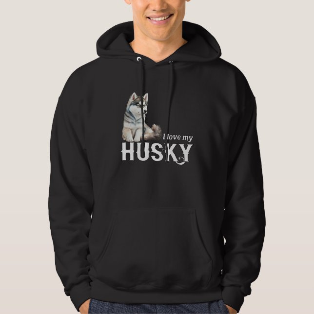 Sudadera I Love My Husky Cute Sled Dog Siberian Husky  1 (Anverso)
