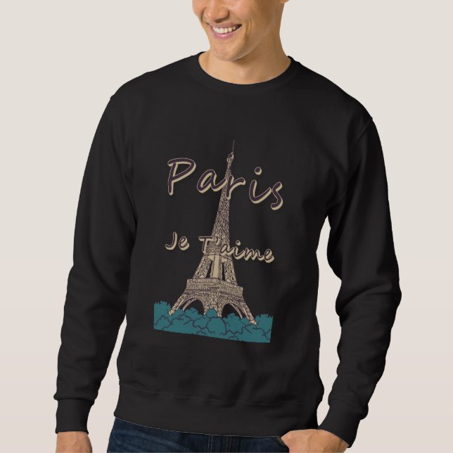 Sudadera I Love Paris and Eiffel Tower Bonjour from France (Anverso)