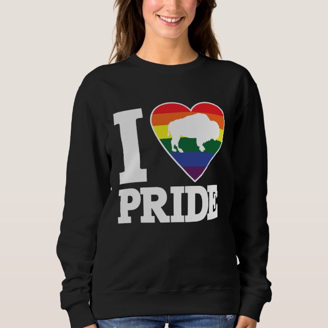 Sudadera I LOVE PRIDE  Buffalo NY LGBTQ beautiful rainbow h (Anverso)
