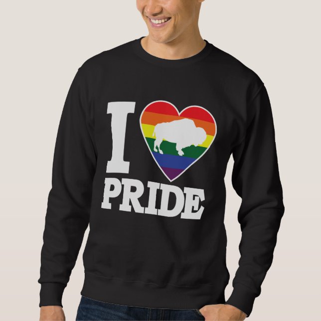 Sudadera I LOVE PRIDE  Buffalo NY LGBTQ beautiful rainbow h (Anverso)