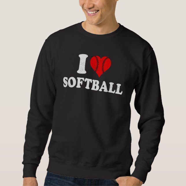 Sudadera I Love Softball Retro Happy Valentine's Day Couple (Anverso)