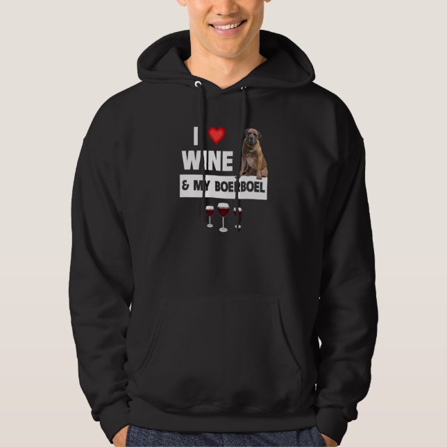 Sudadera I Love Wine and My Boerboel Hunting Dog Mom Dad Dr (Anverso)