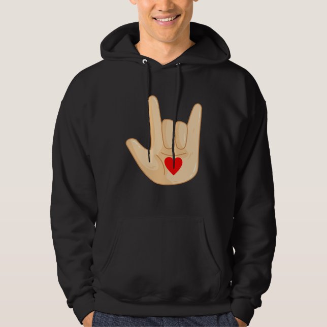 Sudadera I Love You American Sign Language Hand Gesture (Anverso)
