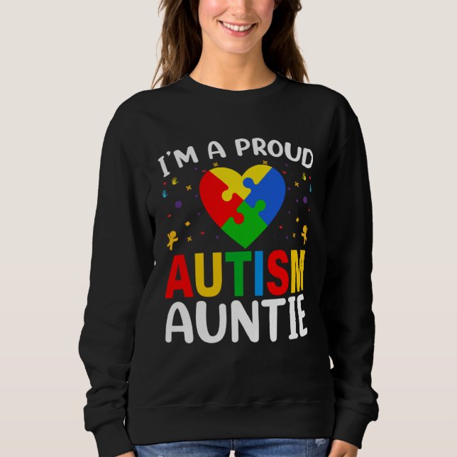 Sudadera I m a Proud Autism Aunt Autism Awareness Puzzle Pi (Anverso)