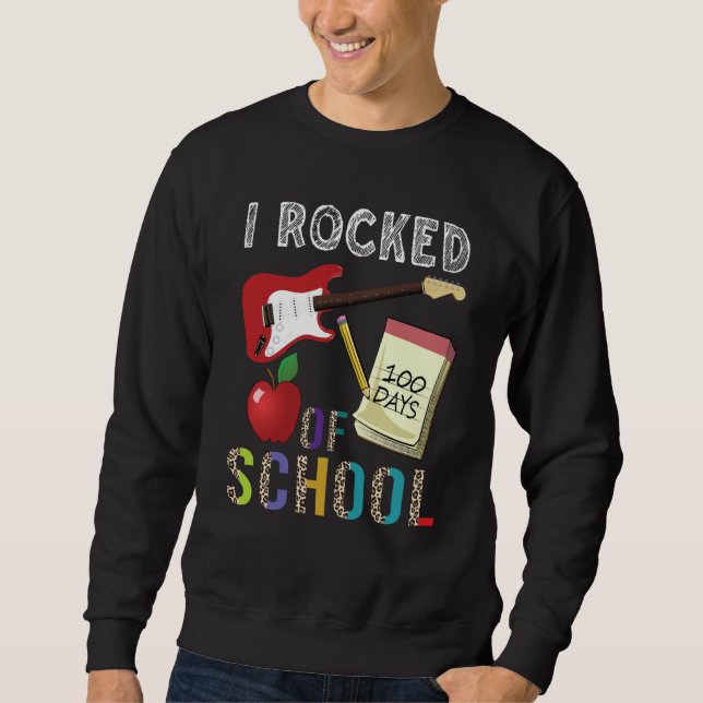 Sudadera I Rocked 100 Days Of School Guitar Music 100th Day (Anverso)