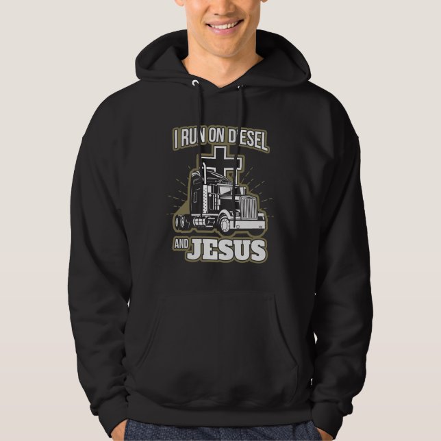 Sudadera I Run on Diesel and Jesus (Anverso)