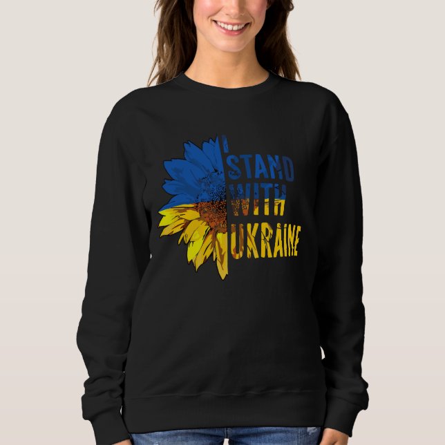 Sudadera I stand with Ukraine. Sunflower symbol of Peace. (Anverso)