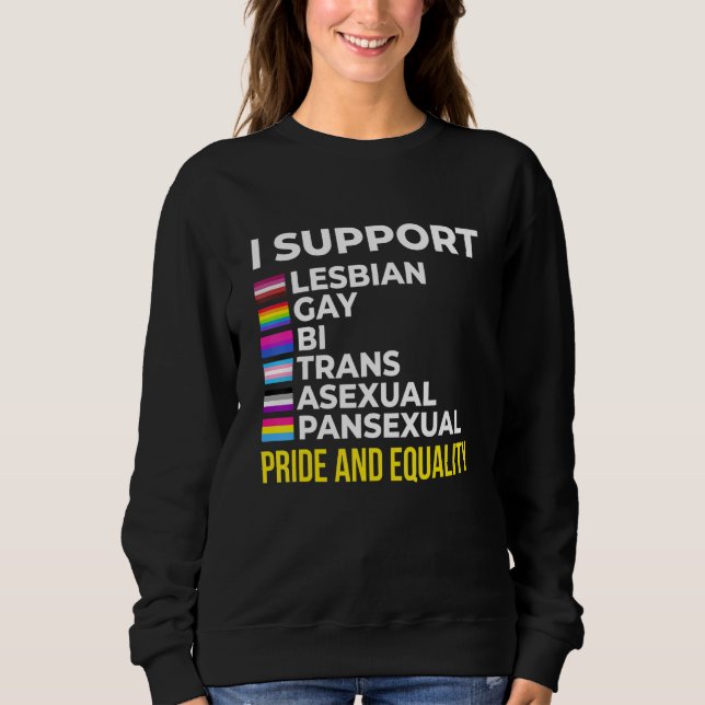 Sudadera I Support Pride and Equality I Lesbian Gay Toleran (Anverso)