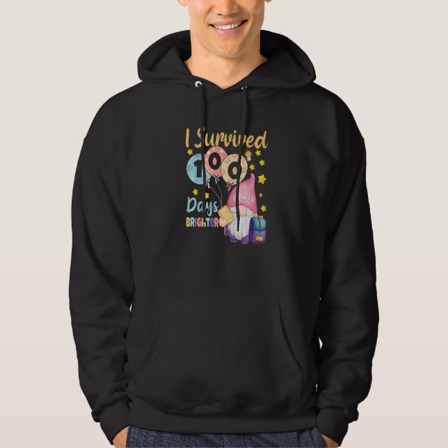 Sudadera I Survived 100 Days Brighter  Gnomes Teacher Kids (Anverso)