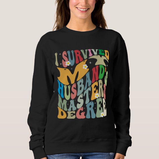 Sudadera I Survived My Husband s Masters Degree Groovy Grad (Anverso)