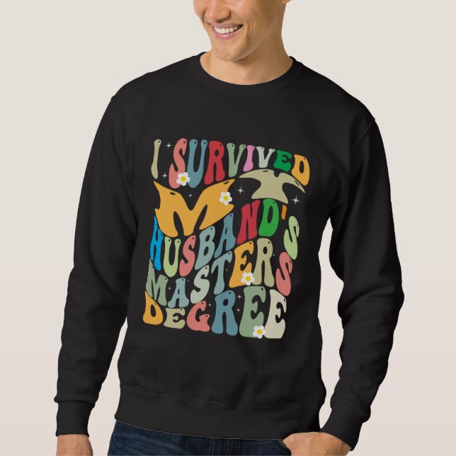 Sudadera I Survived My Husband s Masters Degree Groovy Grad (Anverso)