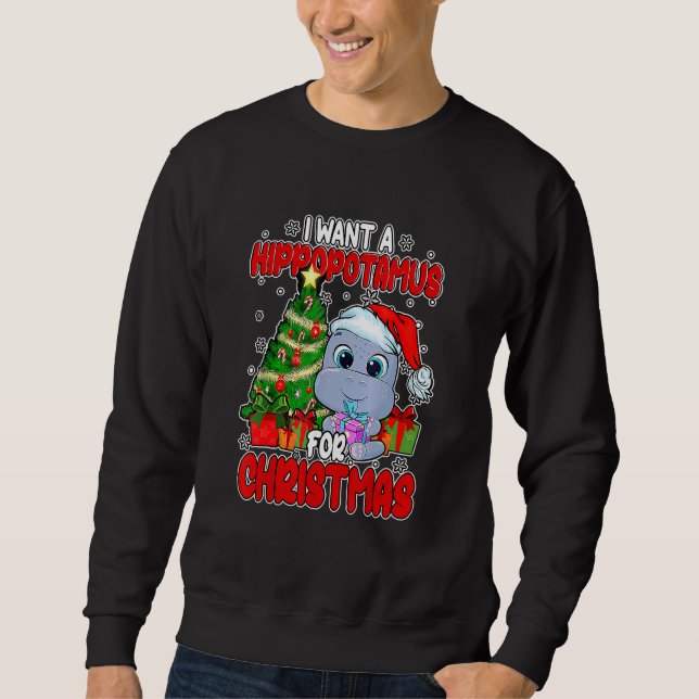 Sudadera I Want A Hippopotamus For Christmas  Boys Girls Xm (Anverso)