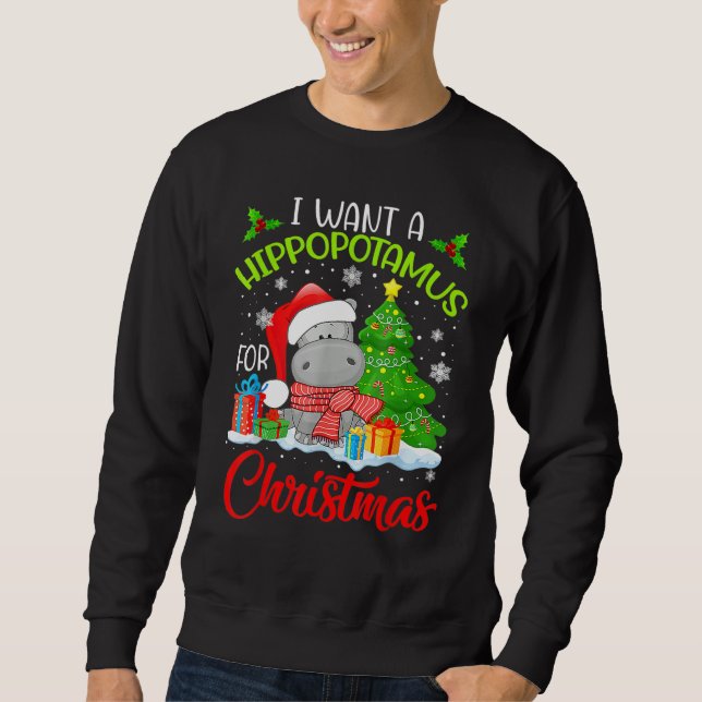 Sudadera I Want A Hippopotamus For Christmas Cute Xmas Cost (Anverso)