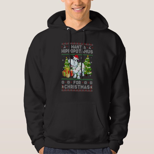 Sudadera I Want A Hippopotamus For Christmas Hippo Santa Ug (Anverso)