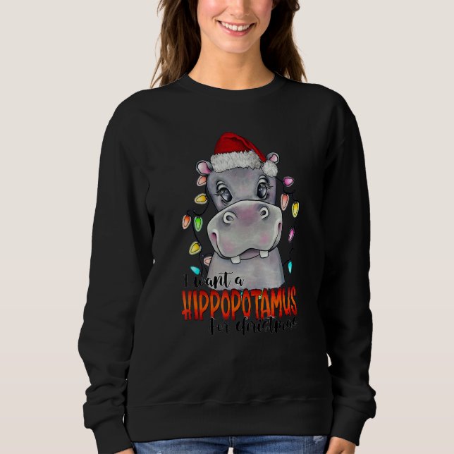 Sudadera I Want A Hippopotamus For Christmas Santa Hippo Xm (Anverso)