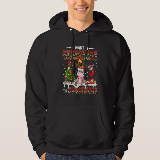Sudadera I Want A Hippopotamus For Christmas Santa Reindeer (Anverso)