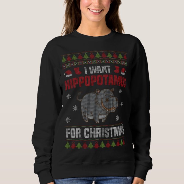 Sudadera I Want A Hippopotamus For Christmas Xmas Hippo (Anverso)