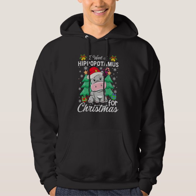 Sudadera I Want A Hippopotamus For Christmas Xmas Hippo 1 (Anverso)