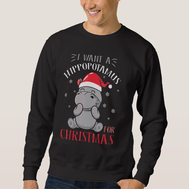 Sudadera I Want A Hippopotamus For Christmas  Xmas Hippo 1 (Anverso)