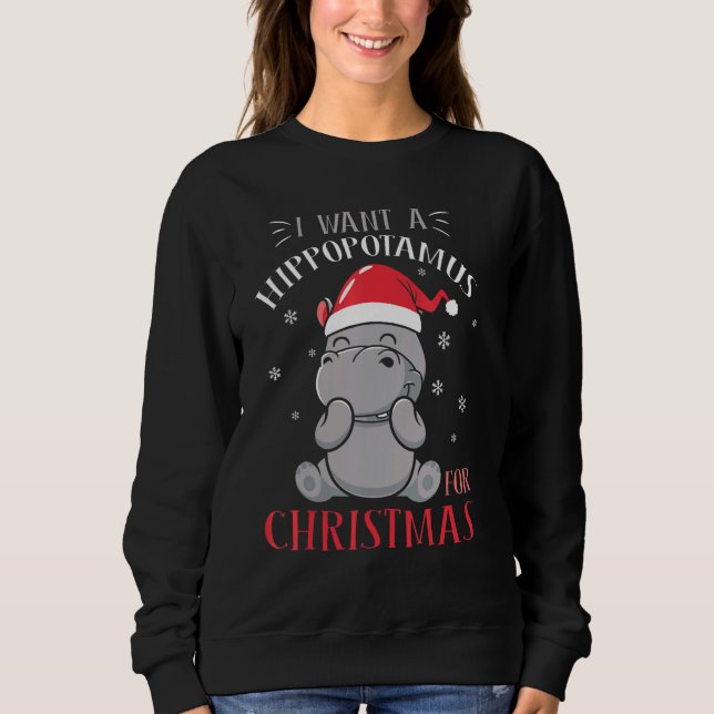Sudadera I Want A Hippopotamus For Christmas  Xmas Hippo 1 (Anverso)