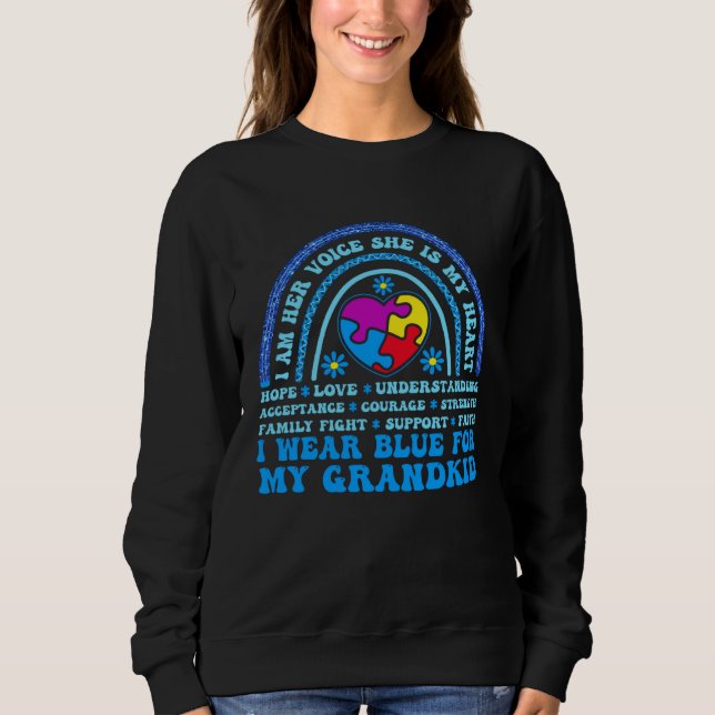 Sudadera I Wear Blue For My Grandkid Autism Awareness Grand (Anverso)