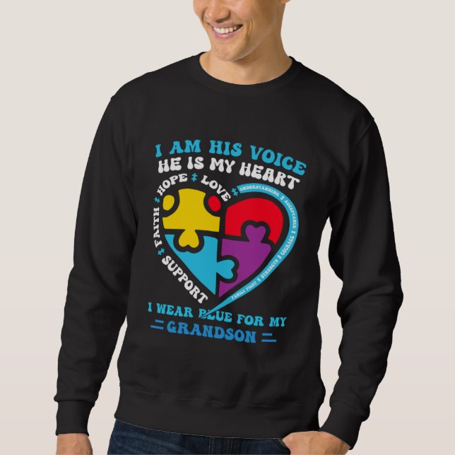 Sudadera I Wear Blue For My grandson Autism Awareness groov (Anverso)