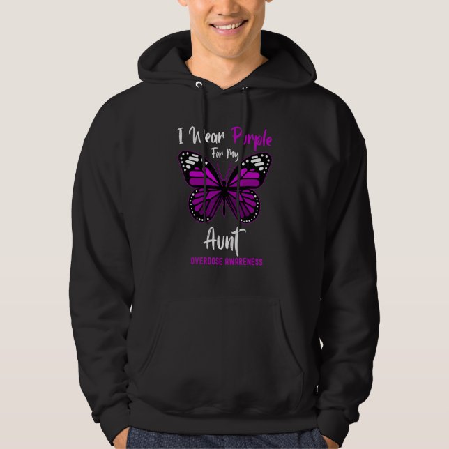 Sudadera I Wear Purple For My Aunt Overdose Awareness Butte (Anverso)