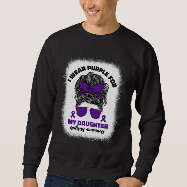 Sudadera I Wear Purple For My Daughter Epilepsy Awareness M (Anverso)