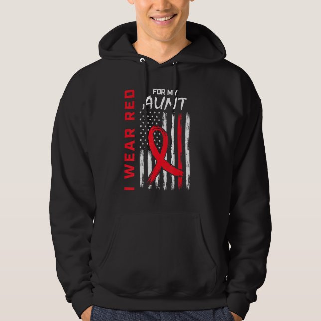 Sudadera I Wear Red Aunt Heart Disease Awareness Flag Match (Anverso)