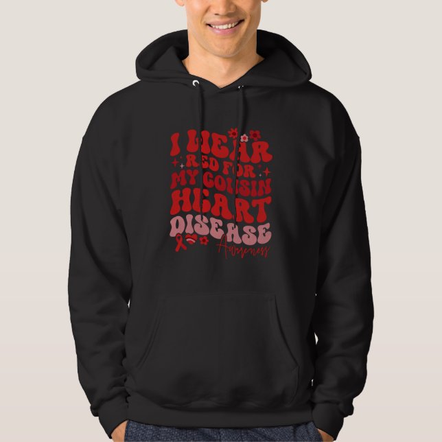 Sudadera I Wear Red For My Cousin Heart Disease Saying (Anverso)