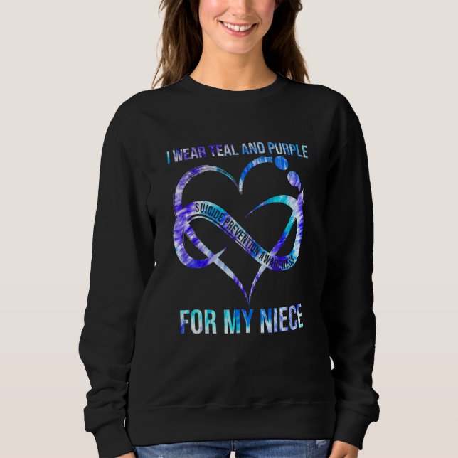 Sudadera I Wear Teal Purple For Niece Suicide Prevention Aw (Anverso)