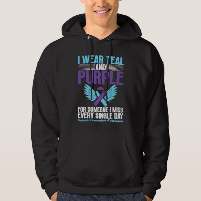Sudadera I Wear Teal & Purple For Suicide Prevention Awaren (Anverso)