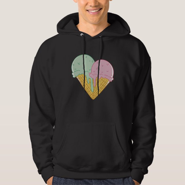 Sudadera Ice Cream  Cute Heart Valentine's Day Couple Match (Anverso)