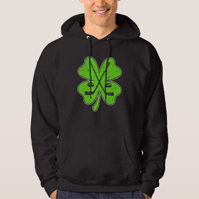 Sudadera Ice Hockey Irish Lucky Shamrock Clovers St Patrick (Anverso)