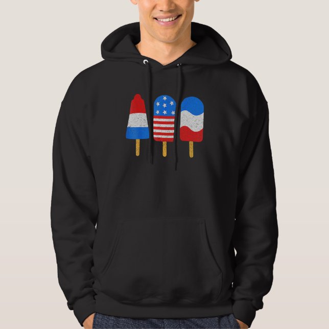 Sudadera Ice Pops Red White Blue American Flag 4th Of July  (Anverso)