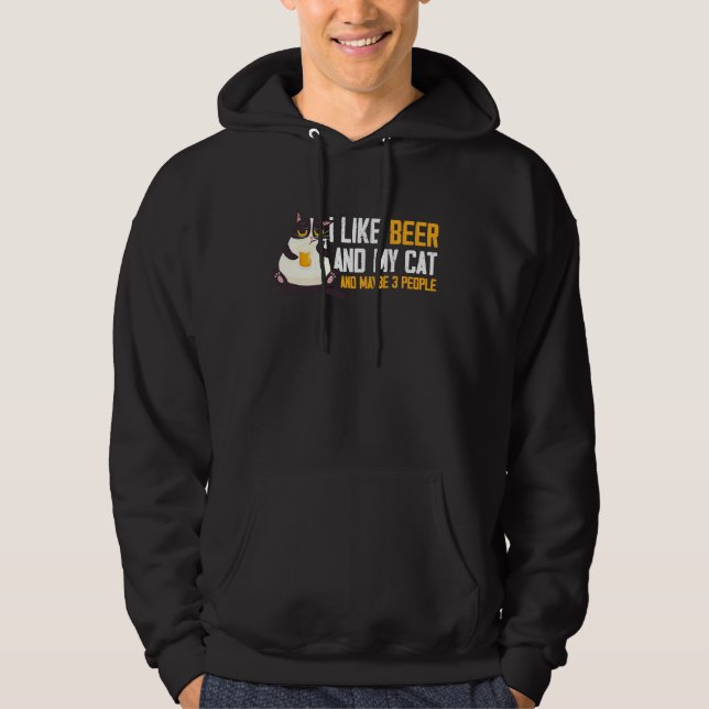 Sudadera Ich mag Bier Meine Katze & Maybe 3 Leute Funny (Anverso)